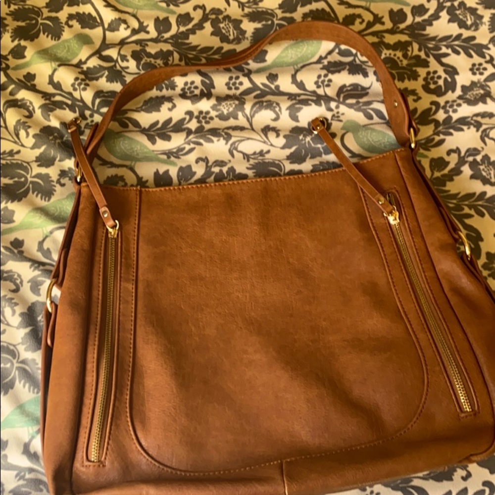 Madison West Brown shoulder bag gold hardware